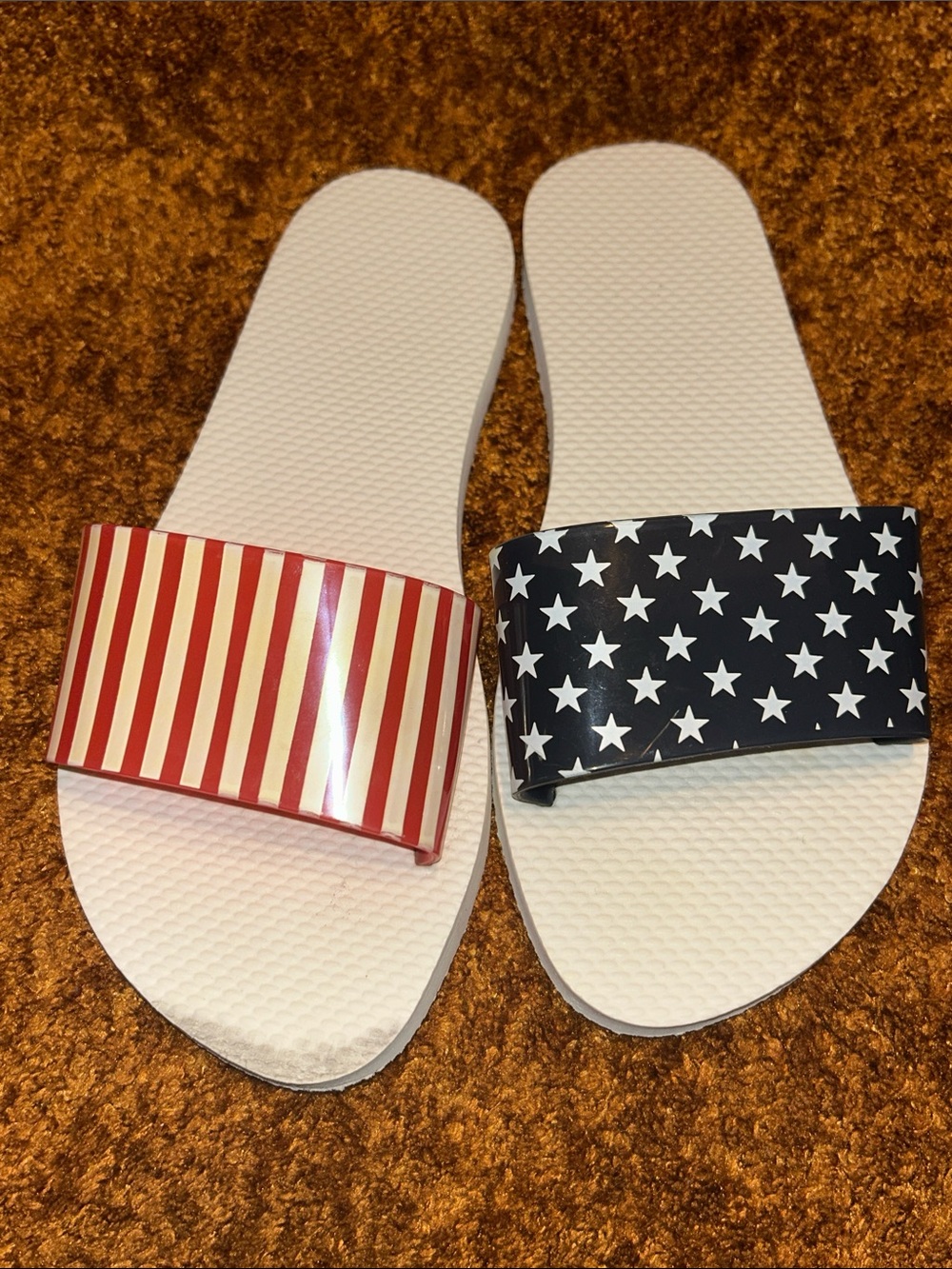 Women’s Star & Stripe Slide Sandals in Red, Black and White